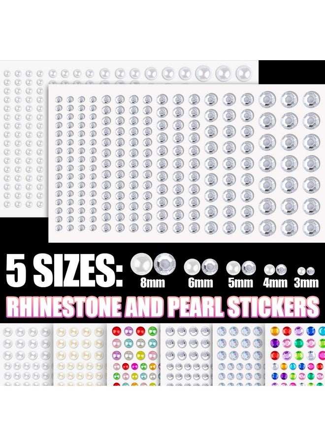 BELLEBOOST 9 Sheets Face Rhinestones and Pearl Stickers Set 2, Rainbow Mixed shape Self Adhesive Gems Face Jewels Stick on, with Makeup Glue for Makeup Eyes Face Hair Nails Body, Crafts and Decorations  - Image 3