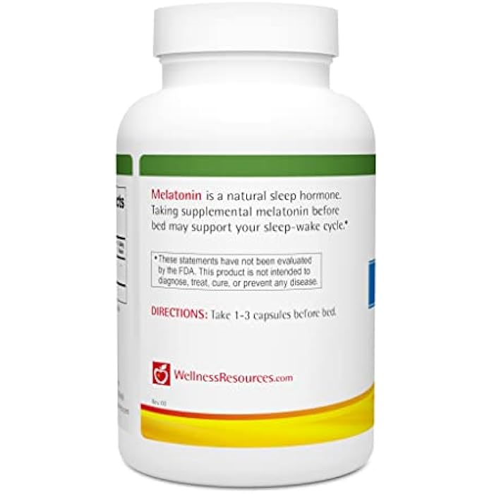 Wellness Resources 0.5mg Melatonin Capsules - Natural Sleep Support Supplement - Gluten Free Sleep Aid, Preservative Free, Third-Party Tested, No Added Sugars Dye Free, 180 Capsules - Image 3