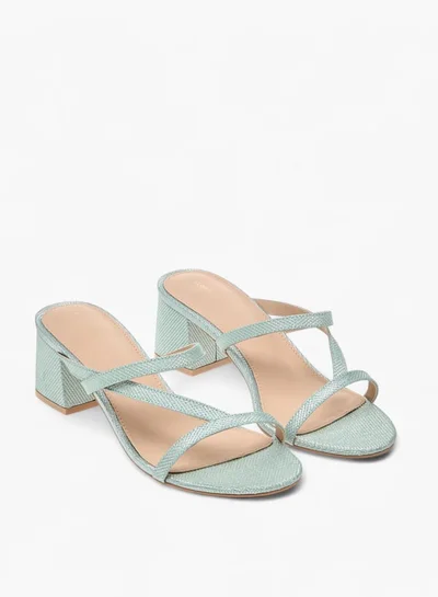 Flora Bella By Shoexpress Women Textured Strappy Slip-On Sandals with Block Heels