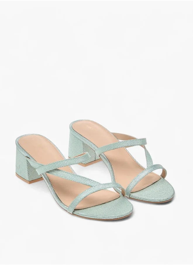 فلورا بيلا من شو إكسبرس Women Textured Strappy Slip-On Sandals with Block Heels Ramadan Collection