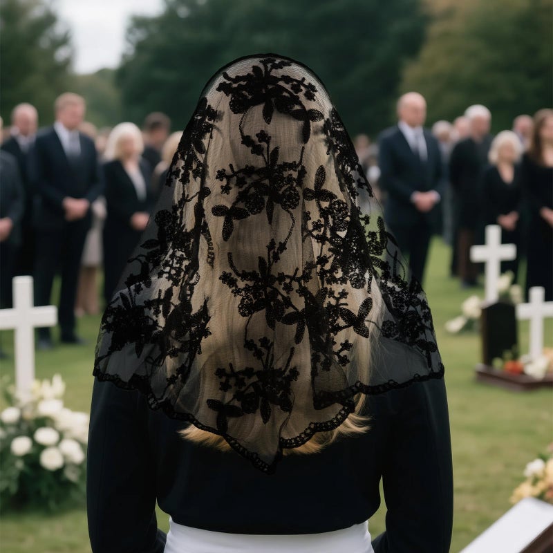 DOCILA Black Veil Triangle Lace Embroidered Floral Mantilla Veil Mass Women Church Prayer Funeral Wedding Mourning Head Covering Scarf - Image 4