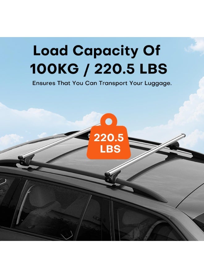 WALALLA Lockable Roof Rack Cross Bar, Cross Bar Roof Rack Aluminium Alloy Universal Car Top Roof Rack Cross Bar for Kayak, Snowboard, Bike, Luggage 126-130cm Roof Rail Outside - Image 4