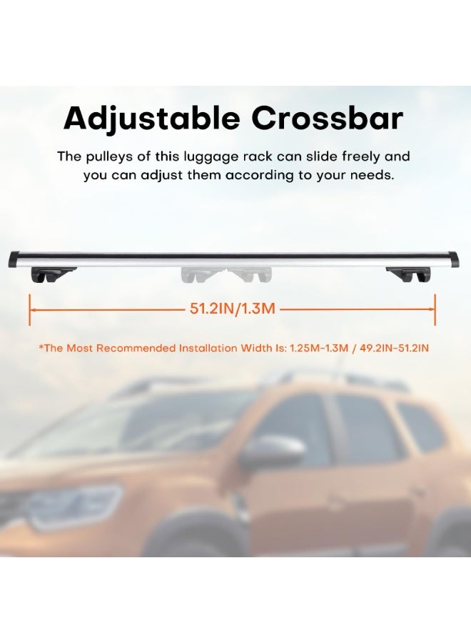 WALALLA Lockable Roof Rack Cross Bar, Cross Bar Roof Rack Aluminium Alloy Universal Car Top Roof Rack Cross Bar for Kayak, Snowboard, Bike, Luggage 126-130cm Roof Rail Outside - Image 3