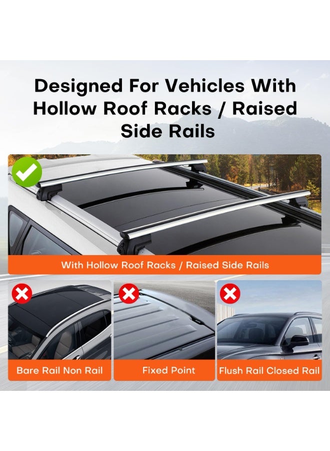 WALALLA Lockable Roof Rack Cross Bar, Cross Bar Roof Rack Aluminium Alloy Universal Car Top Roof Rack Cross Bar for Kayak, Snowboard, Bike, Luggage 126-130cm Roof Rail Outside - Image 5