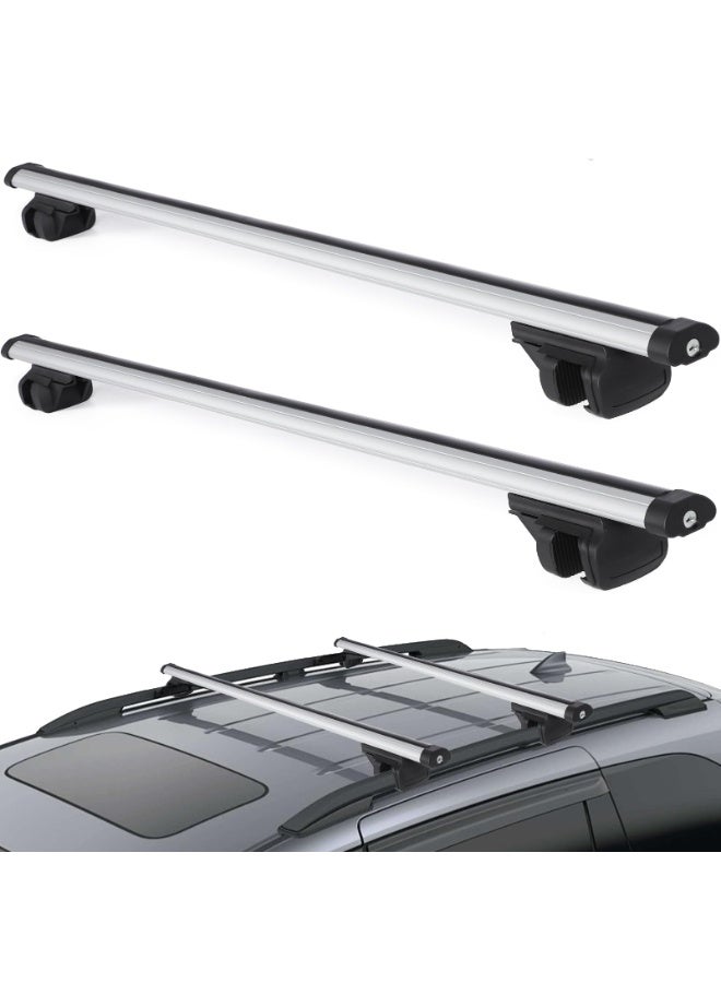 WALALLA Lockable Roof Rack Cross Bar, Cross Bar Roof Rack Aluminium Alloy Universal Car Top Roof Rack Cross Bar for Kayak, Snowboard, Bike, Luggage 126-130cm Roof Rail Outside - Image 1