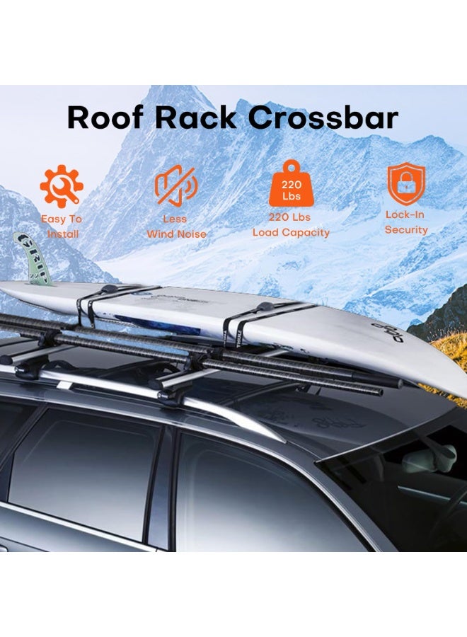 WALALLA Lockable Roof Rack Cross Bar, Cross Bar Roof Rack Aluminium Alloy Universal Car Top Roof Rack Cross Bar for Kayak, Snowboard, Bike, Luggage 126-130cm Roof Rail Outside - Image 2