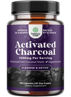 Natures Craft Cleanse And Detox Activated Charcoal Pills - Purifying Detox Pills With 1100Mg Coconut Charcoal Powder For Bloating Relief And Body Detox Cleanse - Active Charcoal Tablets For Gut Health - 90 Count  - Image 1