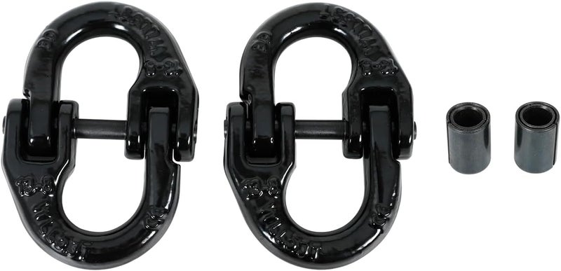 BACLAUGH 2pc 1/2 inch Coupling Link Tow Hitch Safety Chain Hammer Lock Grade 80 Black for Truck - Image 1