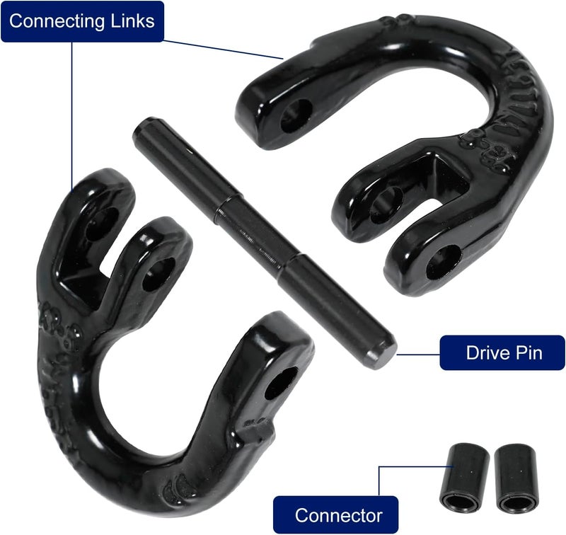 BACLAUGH 2pc 1/2 inch Coupling Link Tow Hitch Safety Chain Hammer Lock Grade 80 Black for Truck - Image 5