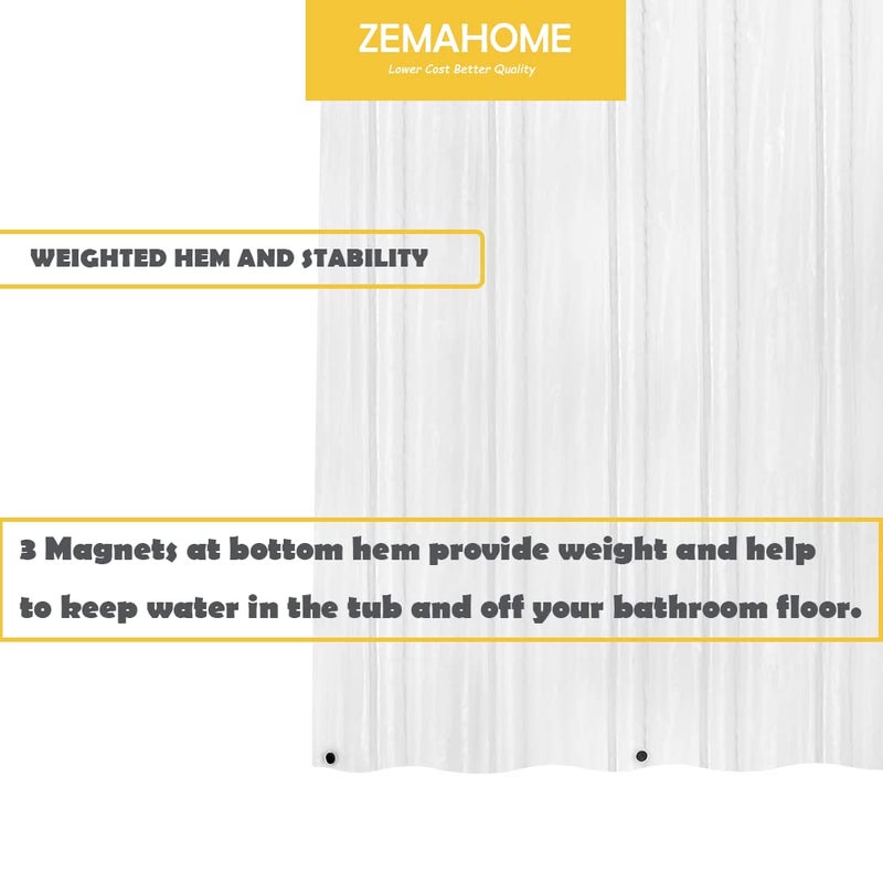 ZEMAHOME 5 Pack PEVA Plastic Shower Curtain Liner Premium Light Weight 72" x 72" Clear Bathroom Shower Showroom Curtain Liner with Rustproof Metal Gromments and Weighted Magnet - Image 4