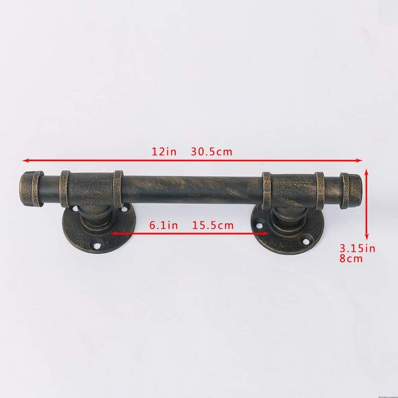 OLDRAINBOW Rustic Barn Door Handles,Industrial Pipe Door Pull,Iron Exterior Interior Gate Hardware,Oil Rubbed Bronze12in(2pcs) - Image 2
