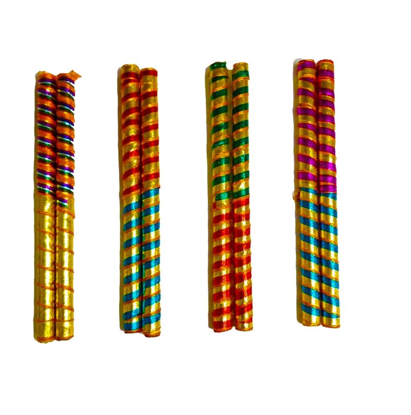 DMS RETAIL DMS RETAIL Small Dandiya Sticks for Kids Lace Decorated Wooden Dandiya Sticks for Dance Garba Sticks for Navratri Celebration 9 Inches Small Size Set of 2  - Image 1