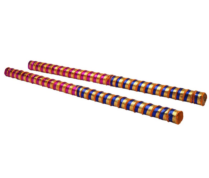 DMS RETAIL DMS RETAIL Small Dandiya Sticks for Kids Lace Decorated Wooden Dandiya Sticks for Dance Garba Sticks for Navratri Celebration 9 Inches Small Size Set of 2  - Image 2
