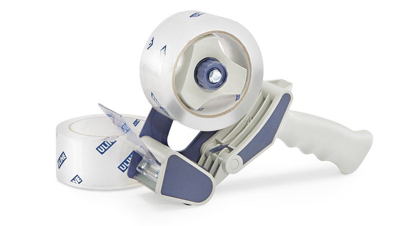 Uline Industrial Plus Shipping Packaging Tape with Top Gun Dispenser, with Two 2 Inches X 55 Yd - Image 1