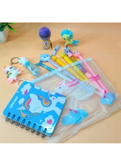 TERA 13 Birthday Gifts for Girls Unicorn Stationary Combo (Pack of 12 Items) Unicorn Folder, Diary with Pen, Gel Pens Pencil Eraser Sharpener, Document File Keychain Return Gifts for Kids