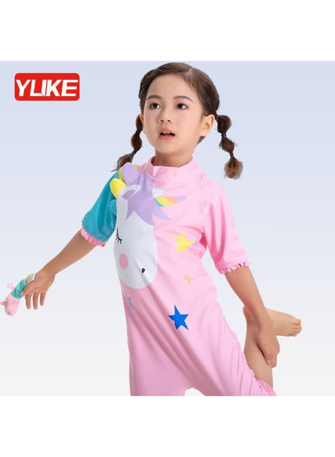 Yuke Children's One-piece Swimsuit, Long-sleeved Sun Protection Swimwear For Girls, Baby Princess Style, Suitable For Small To Large Sizes - Image 3