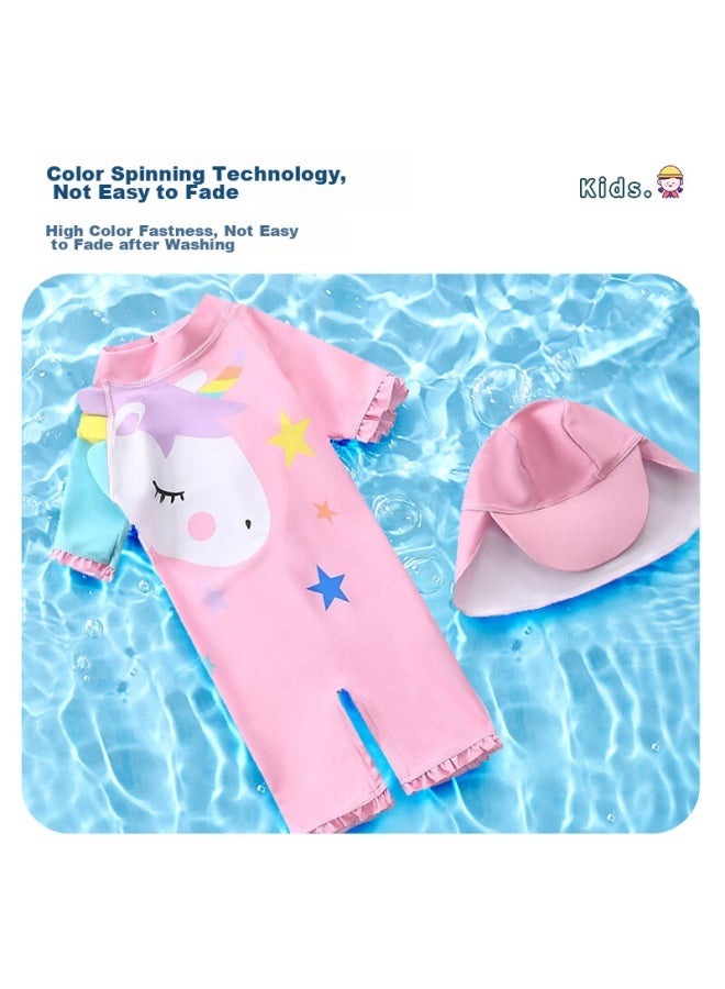 Yuke Children's One-piece Swimsuit, Long-sleeved Sun Protection Swimwear For Girls, Baby Princess Style, Suitable For Small To Large Sizes - Image 2