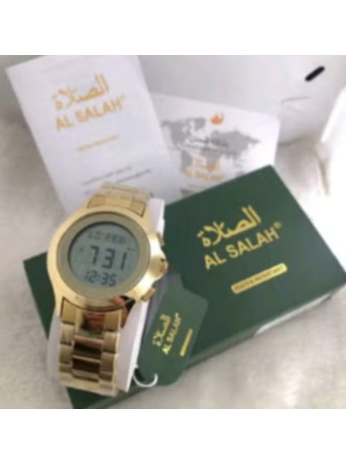 Al Salah - Gold Islamic Quartz Digital Stainless Steel Prayer Watch for Men - Image 1