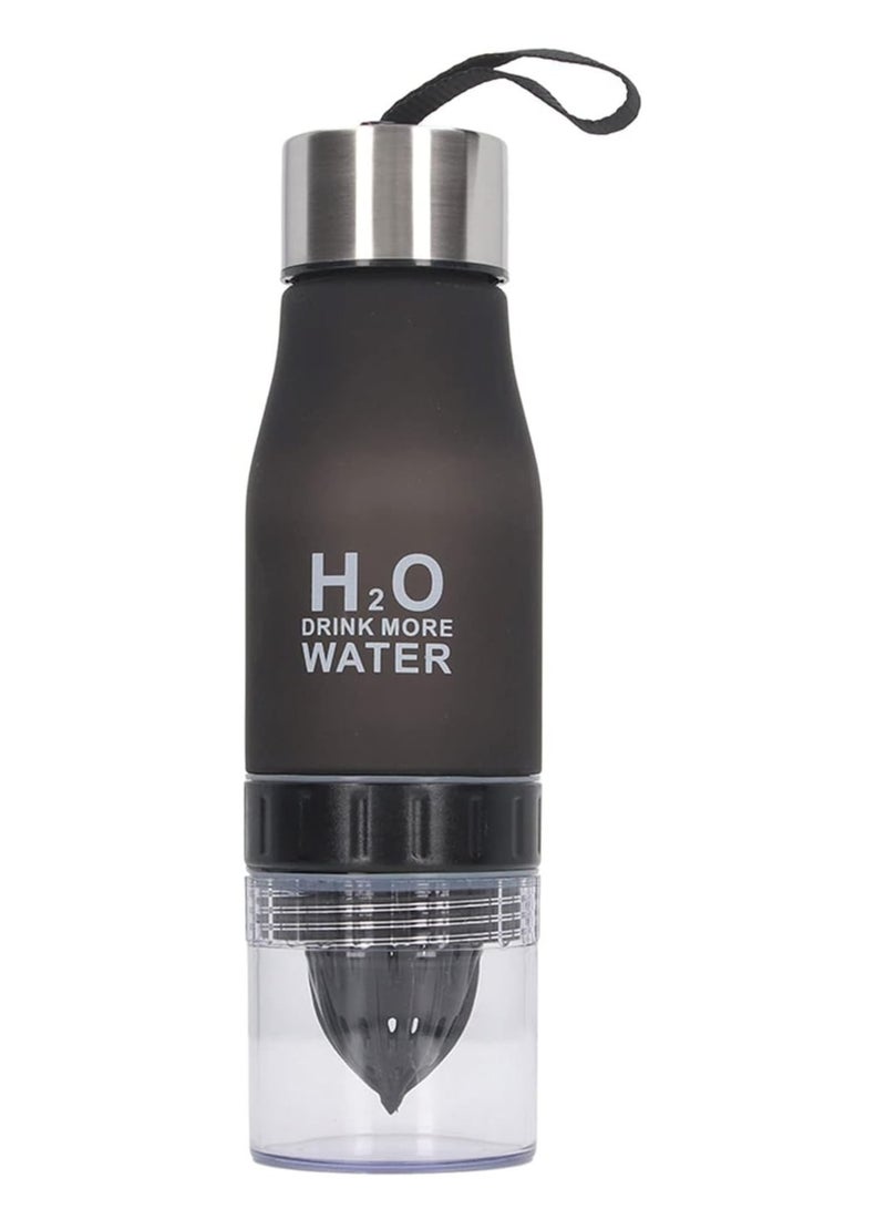 H2O زجاجة ماء بلاستيكية للإبداع في عيد الميلاد سعة 650 مل مع فواكه منقوعة، زجاجات عصير ليمون للرياضات الخارجية، أدوات شرب على شكل قرع محمولة - Image 2