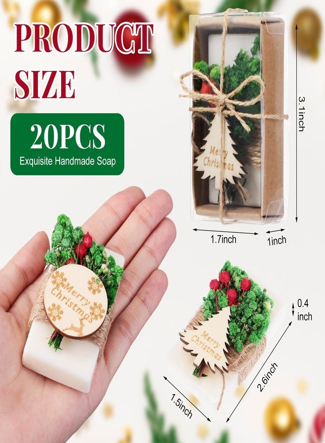 Heigble 20 Pack Christmas Mini Soap Favors Bulk Handmade Holiday Christmas Scented Soap Gifts for Guests Wedding Party Baby Shower Bridal Shower Home Office Decor Gifts(1.7 x 3.15 Inch,Rectangle - Image 2
