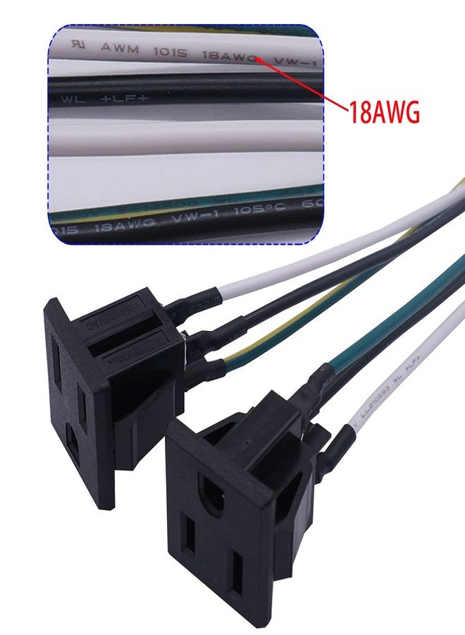 weideer 3Pcs 3 Pins US Power Socket Plug Panel 15A 125V AC Panel Mount Outlet Industrial Plug Female Connectors Adapter With 18AWG Connection line K-019-X - Image 3