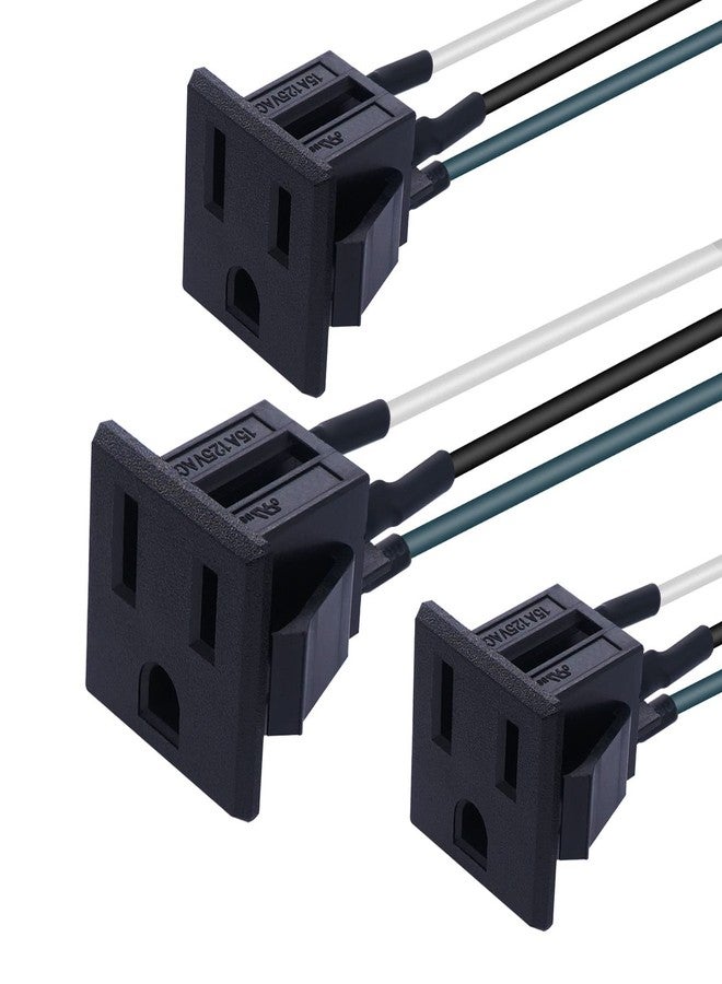 weideer 3Pcs 3 Pins US Power Socket Plug Panel 15A 125V AC Panel Mount Outlet Industrial Plug Female Connectors Adapter With 18AWG Connection line K-019-X - Image 1