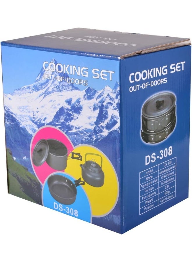 طقم أواني طهي للتخييم، مجموعة أواني طهي غير لاصقة، أواني خفيفة الوزن، مقالي مع شنطة شبكية للتخييم والمشي لمسافات طويلة والنزهات والأنشطة الخارجية - Image 4