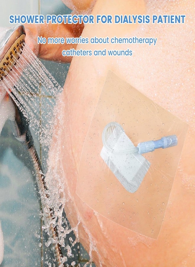luanerl Waterproof Shower Protector for Dialysis Catheter & Chemo Ports | 8x8 Inch Adhesive Cover | Pack of 25 | Transparent Film for PD, PICC Line, Feeding Tube, Surgical Incisions - Image 2
