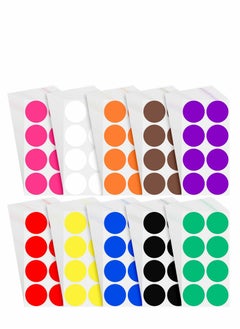 Y&D 2 Inch Round Color Coding Sticker 10 Assorted Colors Circle Dot Labels Self-Adhesive Colored Stickers Solid for Coloring, Marking, Organizing,1200Pcs  - Image 1
