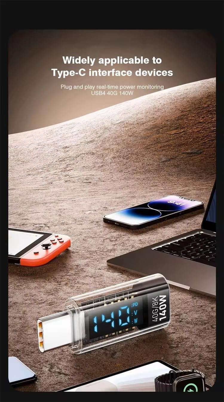 Wistar محول PD 140W من نوع C إلى نوع C مع عرض رقمي OTG 40Gbps لنقل البيانات بسرعة عالية 8k@60Hz لنقل الشاشة والشحن محول USB C - Image 3