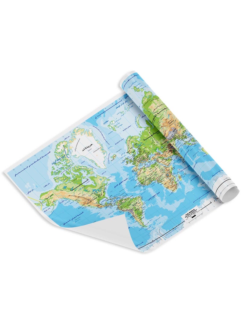 FIS - FIS "WORLD" Wall Map with Glossy Lamination, Arabic Language, Size 70x100cm, Printed in Multicolour - FSMA70X100AR - Image 1