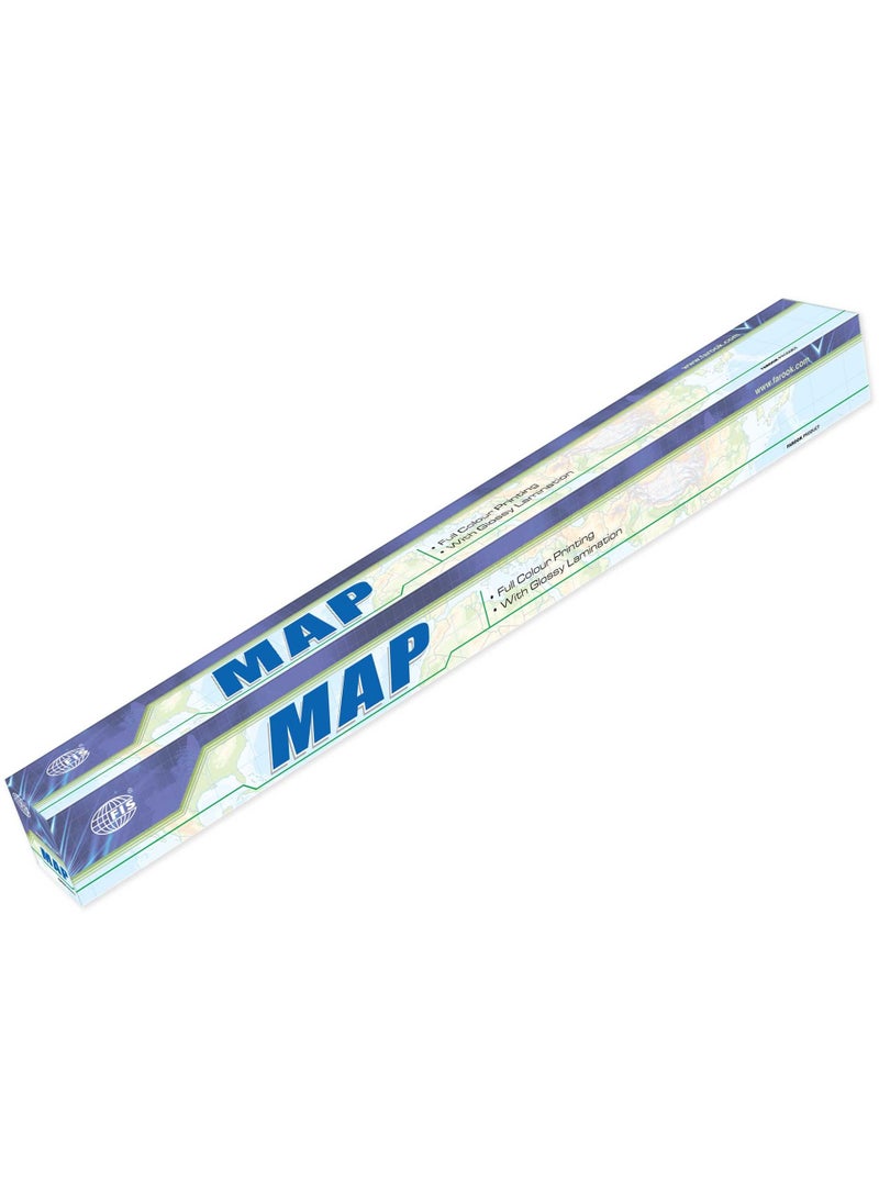 FIS - FIS "WORLD" Wall Map with Glossy Lamination, Arabic Language, Size 70x100cm, Printed in Multicolour - FSMA70X100AR - Image 1