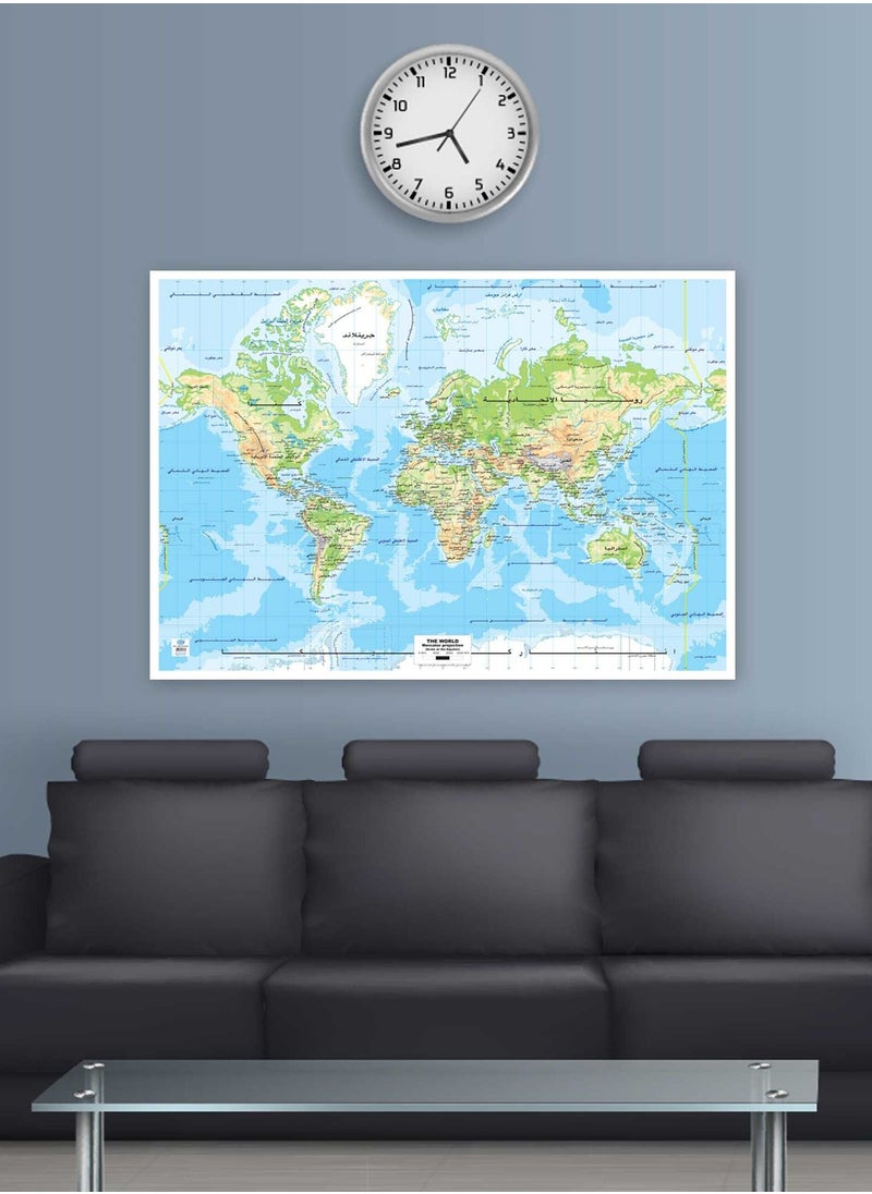 FIS - FIS "WORLD" Wall Map with Glossy Lamination, Arabic Language, Size 70x100cm, Printed in Multicolour - FSMA70X100AR - Image 1