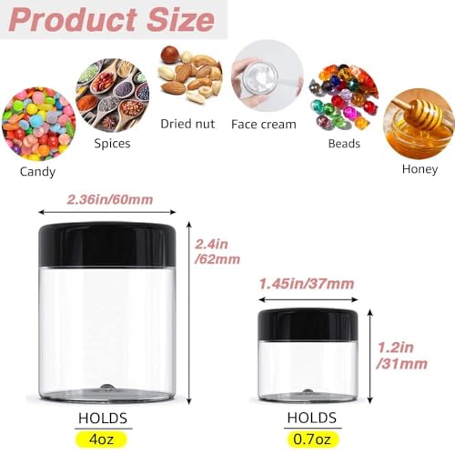 AMORIX 12 Pack 4 oz Small Plastic Containers with Lids+12 Pack 20g/20ml Cosmetic Sample Jar - for Lip Scrub, Body Butters, Cream, Slime, Craft Storage - Image 2