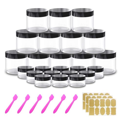 AMORIX 12 Pack 4 oz Small Plastic Containers with Lids+12 Pack 20g/20ml Cosmetic Sample Jar - for Lip Scrub, Body Butters, Cream, Slime, Craft Storage - Image 1