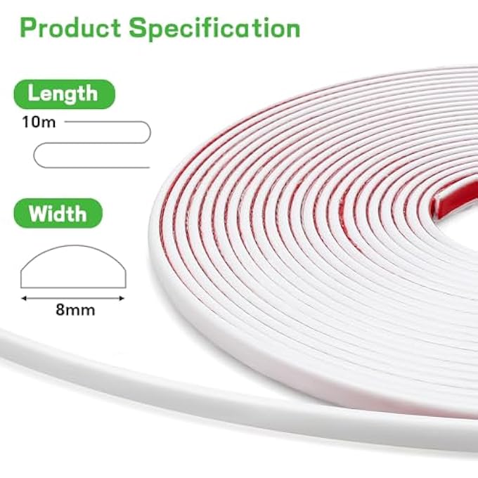 10 M DECORATIVE STRIPS SELF-ADHESIVE CEILING MOULDING MOULDING WALL FLEXIBLE FOR TILES CABINET MIRROR CEILING FLOOR PLATE, WHITE - Image 3