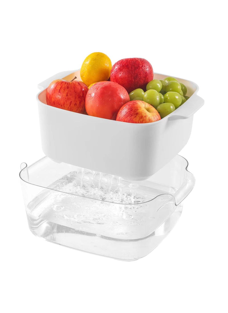SYOSI SYOSI, Kitchen Colanders Bowl Set, Fruit Vegetable Washing Basket, 2 in 1 Fruit Strainers, Plastic Double Layered Drainage Basket for Pasta, Salads, BPA Free Storage Tray  - Image 1