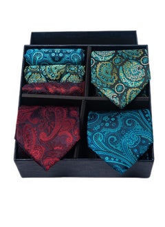 6pcs men's gift box set 3 ties 3 chest scarves fashion business tie square scarf set