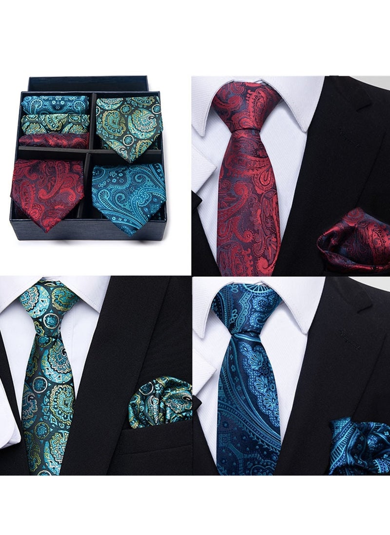 Generic - 6pcs men's gift box set 3 ties 3 chest scarves fashion business tie square scarf set - Image 1