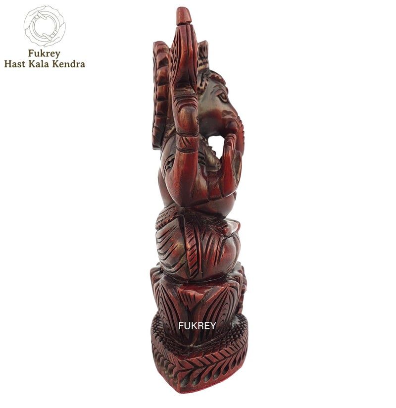 FUKREY Red Sandalwood Ganesha Statue Orignal Lal Chandan Lord Ganesha Idol murti Showpiece Lord Ganesh Statue for Home Office Desk Puja Room Figurine Gift 4 Inches - Image 5