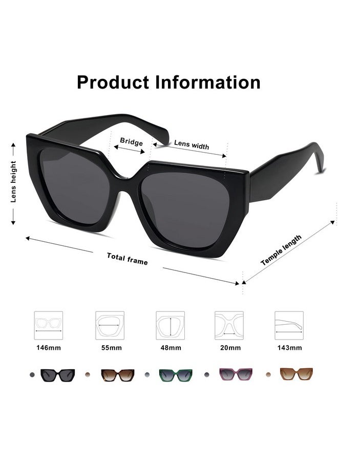 Sojos Big Trendy Polarized Sunglasses Womens Oversized Cateye Sunnies Lentes De Sol Para Mujer Sj2205 All Black  - Image 4
