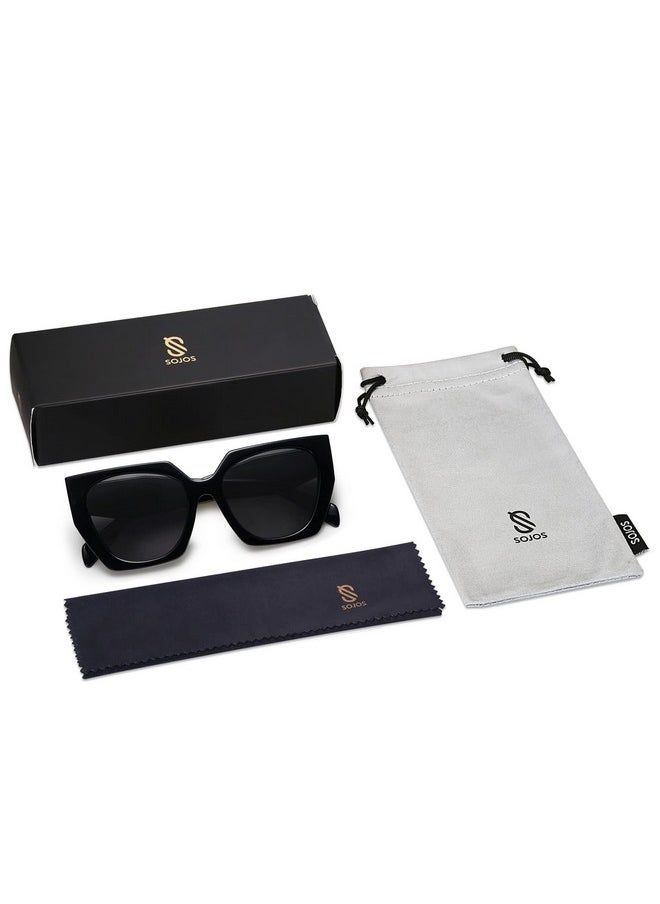 Sojos Big Trendy Polarized Sunglasses Womens Oversized Cateye Sunnies Lentes De Sol Para Mujer Sj2205 All Black  - Image 5