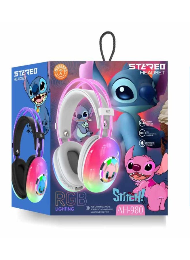 ستيتش سماعات رأس لاسلكية لطيفة للأطفال بتصميم Stitch، مع فتحة بطاقة TF متعددة الألوان. - Image 1