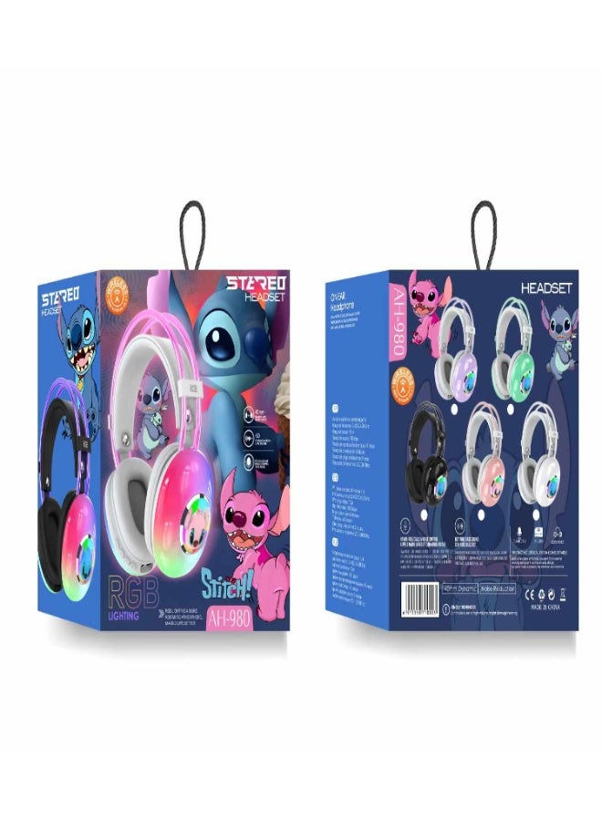 ستيتش سماعات رأس لاسلكية لطيفة للأطفال بتصميم Stitch، مع فتحة بطاقة TF متعددة الألوان. - Image 2