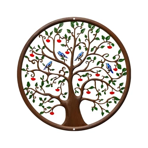 ESTART 11 Inches Tree of Life Wall Art Metal Tree Life Wall Decor Family Tree Wall Plaque Wall Hanging Sculptures for Balcony Porch Bedroom Living Room Kitchen Garden Office Indoor Outdoorr Colorful - Image 1