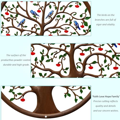 ESTART 11 Inches Tree of Life Wall Art Metal Tree Life Wall Decor Family Tree Wall Plaque Wall Hanging Sculptures for Balcony Porch Bedroom Living Room Kitchen Garden Office Indoor Outdoorr Colorful - Image 3