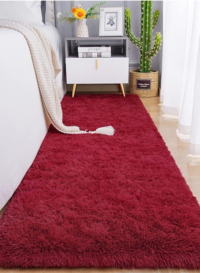 JCB CHIC سجاد منفوش لغرفة نوم وغرفة معيشة وسجادة ناعمة منفوشة لغرفة المعيشة 60x180 سم، سجادة بيج قطيفة مانعة للانزلاق لغرفة نوم الحضانة، سجادة فاخرة لغرفة نوم الأطفال - Image 1