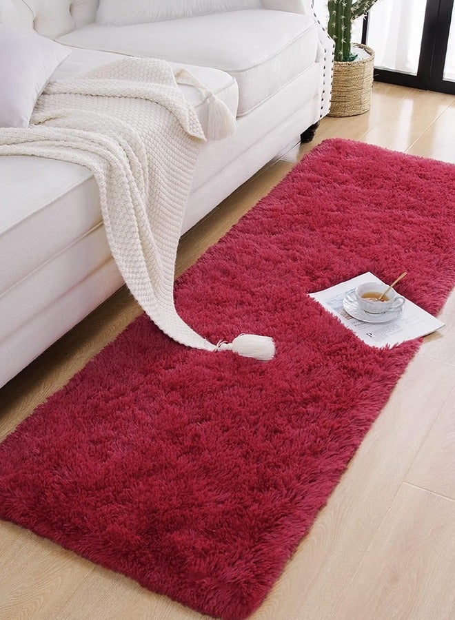 JCB CHIC سجاد منفوش لغرفة نوم وغرفة معيشة وسجادة ناعمة منفوشة لغرفة المعيشة 60x180 سم، سجادة بيج قطيفة مانعة للانزلاق لغرفة نوم الحضانة، سجادة فاخرة لغرفة نوم الأطفال - Image 4