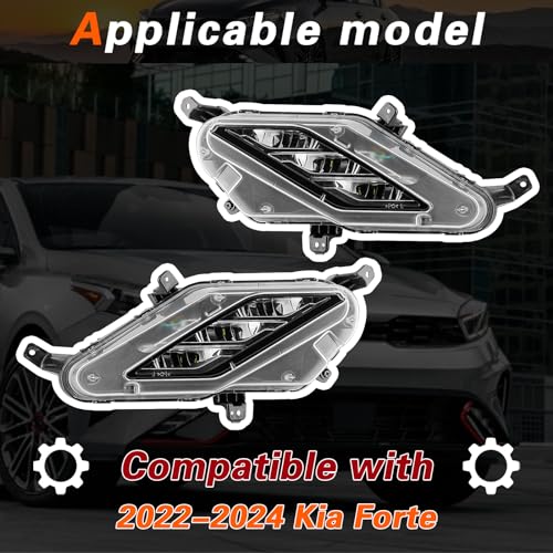 TODO LED Front Bumper DRL Daytime Running Lights for 2022 2023 Kia K3 Forte Driving Fog Lamp Daytime Running Light 92201-M7500 92202-M7500 - Image 2