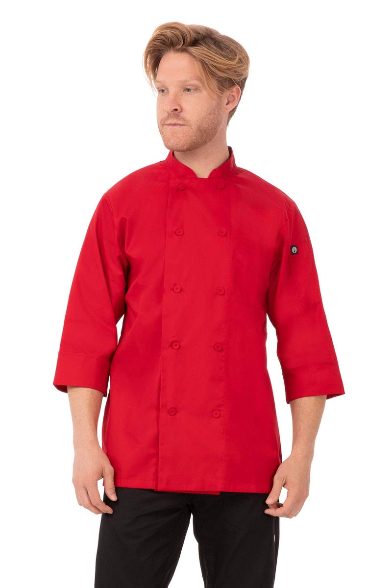 Chef Works Men's Morocco Chef Coat, Red, 3X-Large - Image 1
